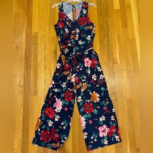 Old Navy Navy Floral Jumpsuit (M)